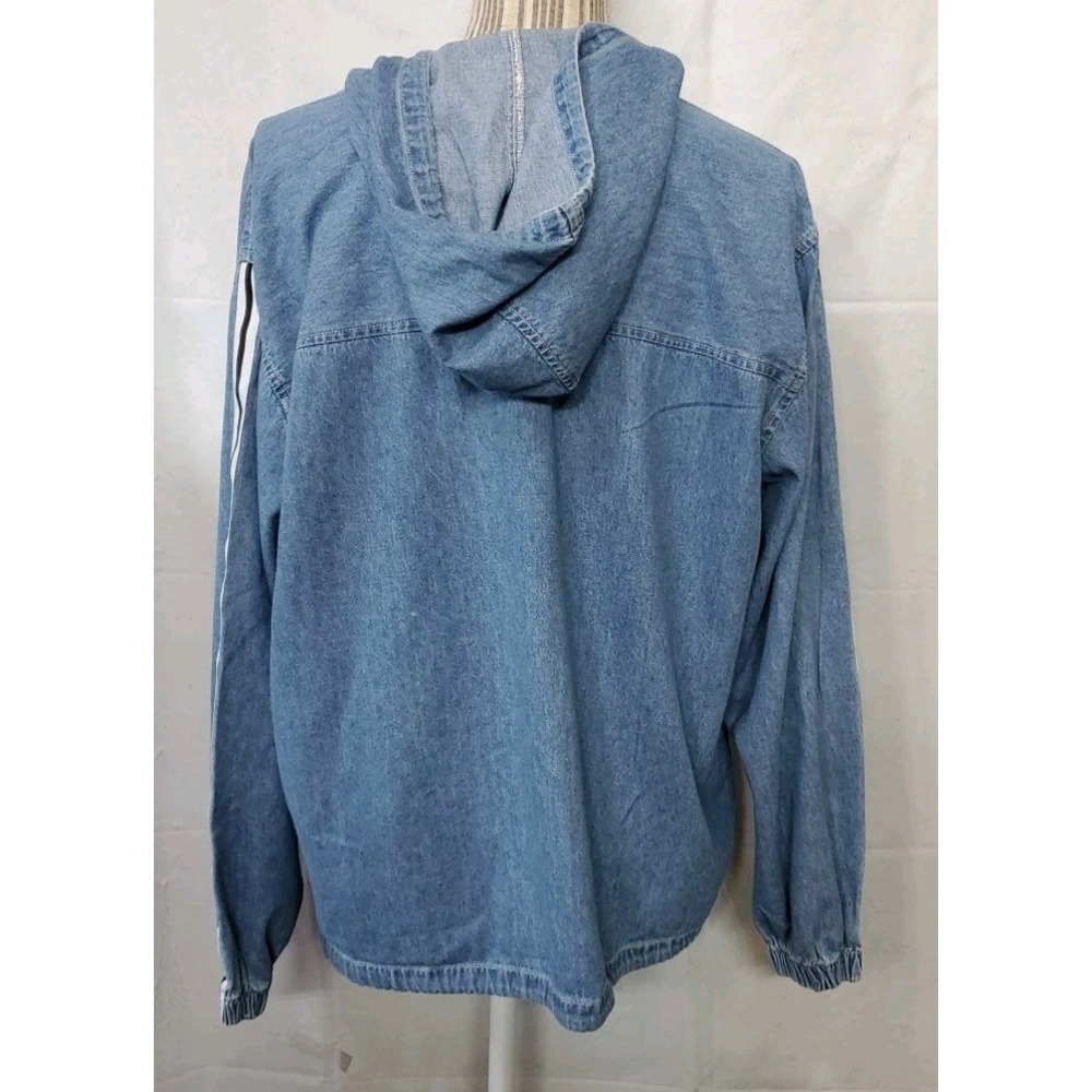 Quizz Denim‎ Lightweight Hoodie Light Wash Drawstring Pockets Retro Size Large - Picture 3 of 7